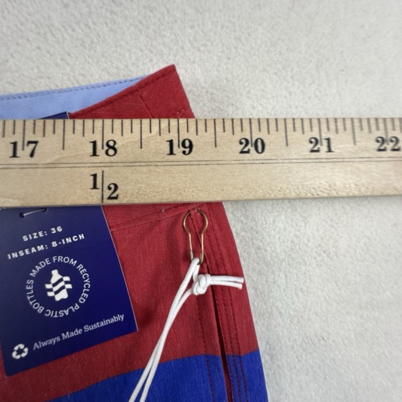 Fair Harbor Red and Blue Men Swim Board Shorts - Picture 2 of 13